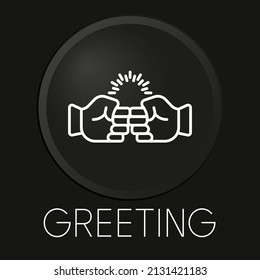 Saludo al icono mínimo de la línea vectorial en el botón 3D aislado en el fondo negro. Vector Premium.
