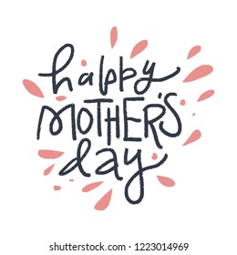 Greeting Mother's day card. Lettering style text. Illustrator EPS vector.