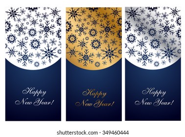Greeting New Year card with snowflakes