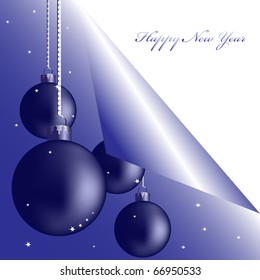 Greeting the New Year postcard with a picture of Christmas balls, eps10