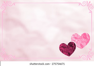 Greeting paper card with hearts, retro frame and place for your text - vector illustration