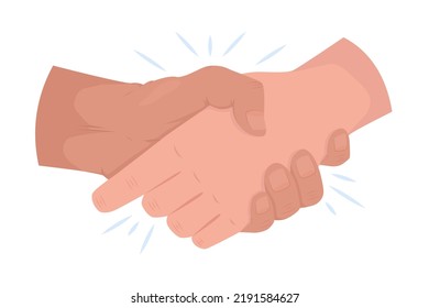 Greeting parting custom semi flat color vector hand gesture. Editable pose. Human body part on white. Hand shaking cartoon style illustration for web graphic design, animation, sticker pack
