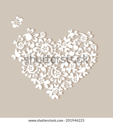 Greeting pastel card with beautiful paper heart