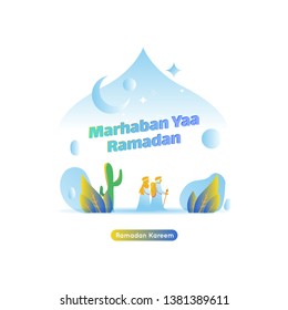 Greeting Post With Islamic Illustration In Minimalist Style, Ramadan Kareem