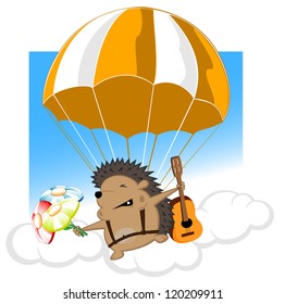 greeting postal with funny hedgehog.vector illustration