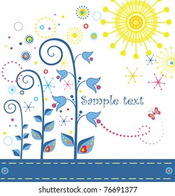 Greeting postcard with bluebell
