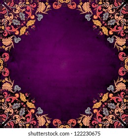 Greeting postcard in grunge or retro vector. Elegance pattern