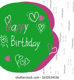 Greeting postcard happy birthday. Vector illustration.