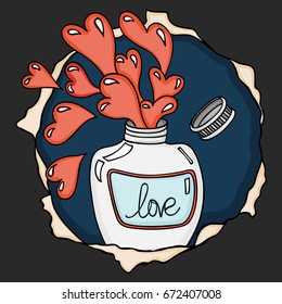 Greeting postcard love potion bottle
