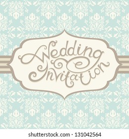 Greeting postcard in retro style. Vector wedding 	lettering