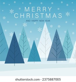 Greeting postcard Winter forest. Snow. Winter. Vector graphics