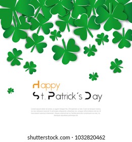 Greeting Poster Background For Saint Patircks Day Holiday With Clover Or Shamrock Leaves Vector Illustration
