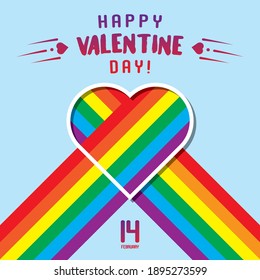 Greeting poster for valentine day with rainbow colors