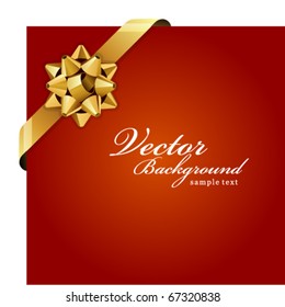 Greeting Red Corner Card With Gold Bow Vector Background