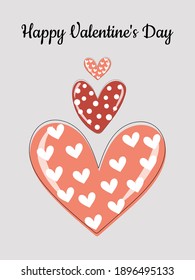 Greeting romantic card with hearts for Valentine's Day. Cute illustration for printing on poster, t-shirts, throw pillows, gliders, covers. Vector.