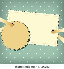 Greeting scrap retro background with empty photo blank.