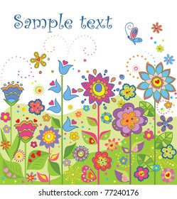 Greeting seamless floral border