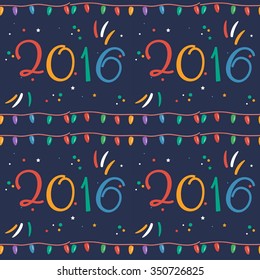 Greeting seamless vector pattern for New 2016 Year