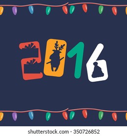 Greeting seamless vector pattern for New 2016 Year