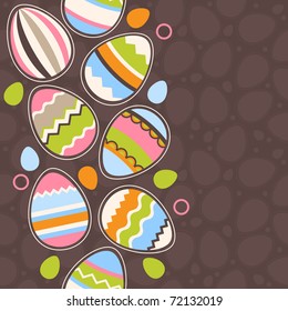 Greeting seamless vertical card wirh different easter eggs