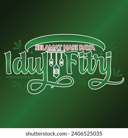 Saludo de selamat hari raya idul fitri con el cartel de la mezquita