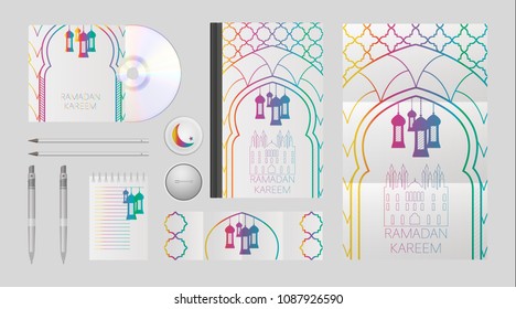 Greeting set of ramadan kareem templates.