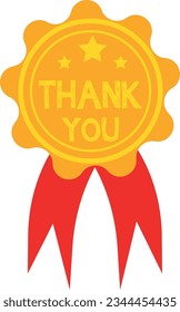 Greeting sign thank you on ribbon - isolated label badge illustration - thank you card
on a white background