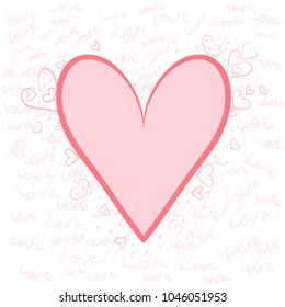 Greeting spring card with a composition of hearts on a white background. Decorative element for wedding invitations, marriage