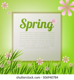 Greeting spring card with copy space, Vector background drawing by hand vector and digital illustration created without reference image.