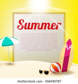 Greeting summer card with copy space, Vector background drawing by hand vector and digital illustration created without reference image.