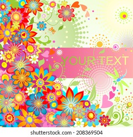 Greeting with summer flowers