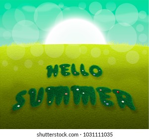 Greeting of the summer sunrise or sunset. Vector illustration.