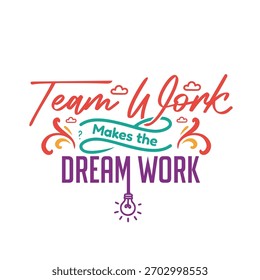 El saludo del trabajo en equipo hace que el diseño del cartel de letras de trabajo de ensueño