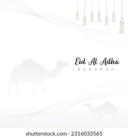 greeting template design for your social media feed. with a simple theme for Eid al-Adha celebrations
