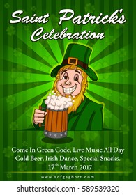 Greeting template for Saint Patrick's Day Celebration.Vector illustration