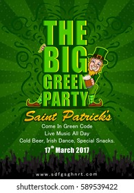 Greeting template for Saint Patrick's Day Celebration.Vector illustration