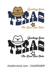 greeting from Texas the lone star state background with cowboy hat and star shape on white can be use for advertisement banner website template notebook  cover package  design food and beverage label