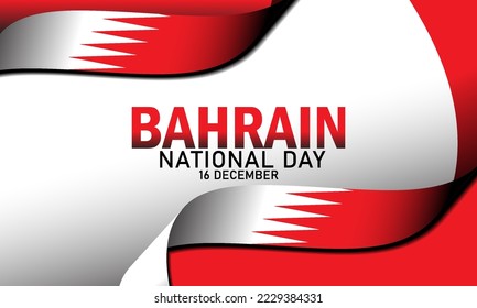 greeting text for Bahrain national day celebration. National day vector with Bahrain flag ribbon, Bahrain National Day