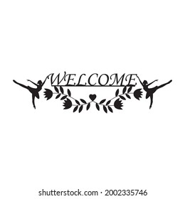 Greeting text on the entrance sign on the door, color vector isolated illustration