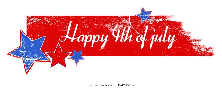 Greeting text over grunge brush stroke - 4th of July Vector theme Design