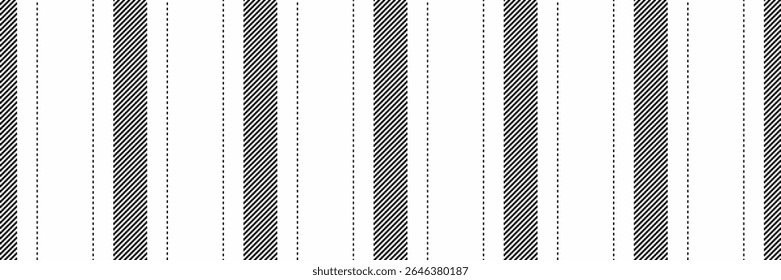 Greeting textile lines pattern, tracery background vertical vector. Relief fabric stripe texture seamless in white and black colors palette.
