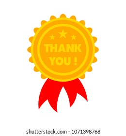 greeting Thank you tag on ribbon - label badge illustration isolated - thank you card