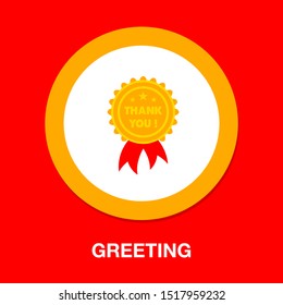 greeting Thank you tag on ribbon - label badge illustration isolated - thank you card