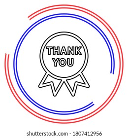 greeting Thank you tag on ribbon - label badge illustration isolated - thank you card. Thin line pictogram - outline editable stroke