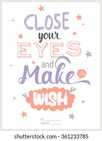 Greeting typography design card with cute inspirational illustration and typographic background. Motivational quotes poster. Good for happy birthday greetings and other holidays. Vertical image