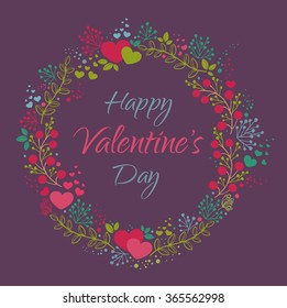 Greeting Valentine's Day card. Vector illustration 
