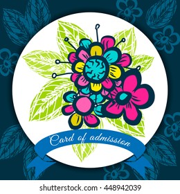 greeting vector card on decorated background  flower . pattern, brochure, gift certificate, party invitation, congratulation