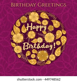 greeting vector card on decorated background flower . pattern, brochure, gift certificate, party invitation, congratulation