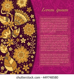 greeting vector card on decorated background flower . pattern, brochure, gift certificate, party invitation, congratulation