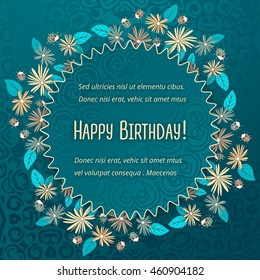 greeting vector card on decorated background flower